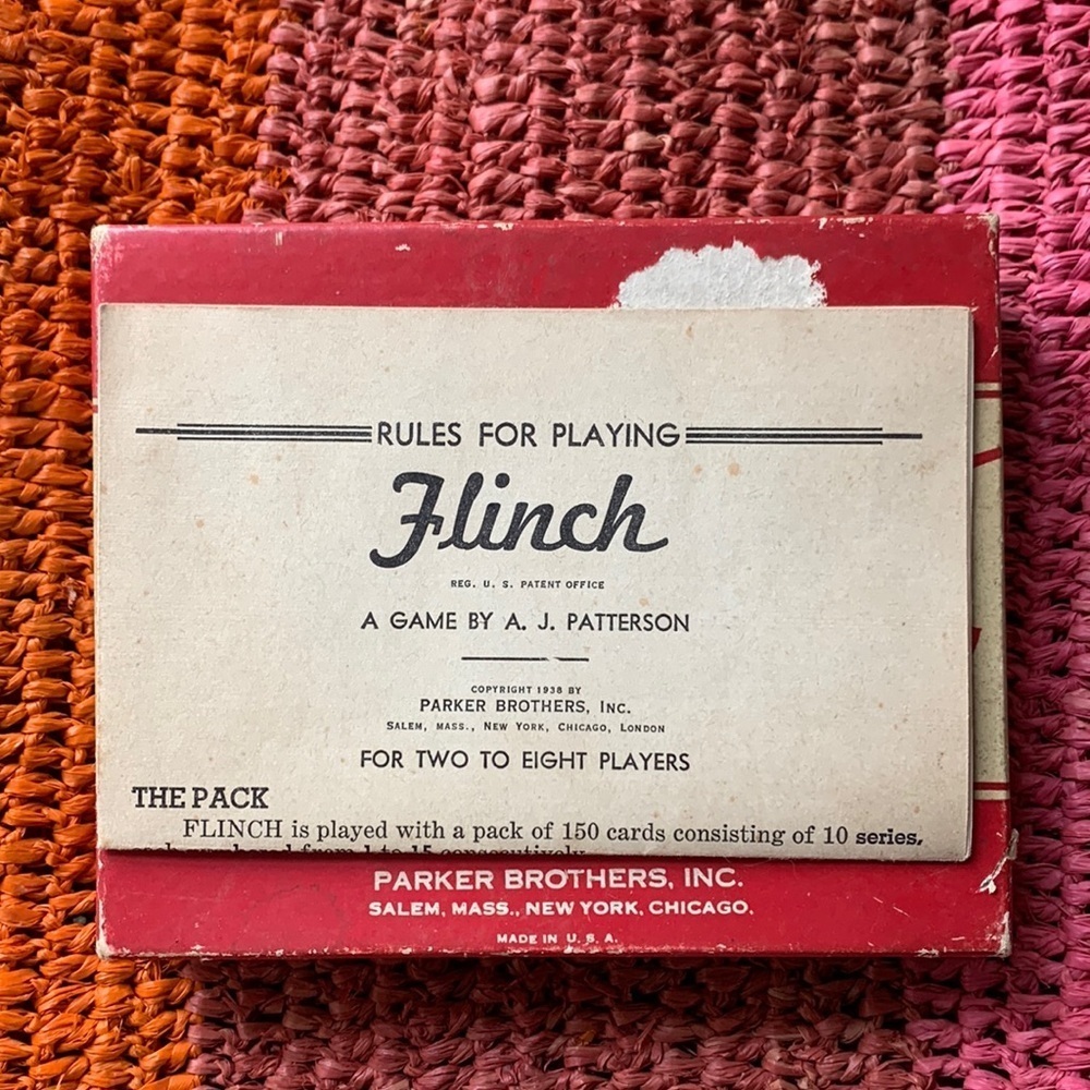 Vintage 1938 FLINCH Card Game ParkerBrothers 150 Card Set Complete instructions